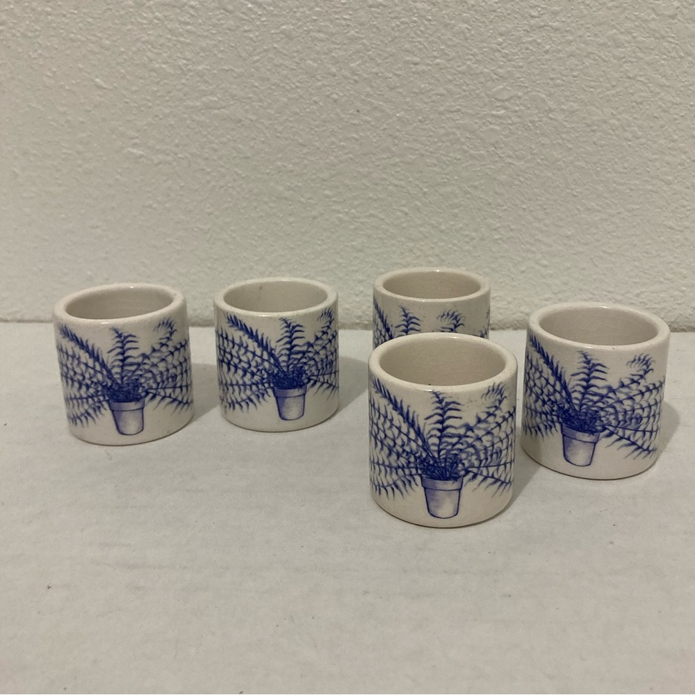 Porcelain blue and white napkin rings fern pot Planter Set Of 5